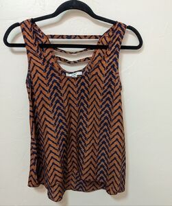 Papaya small tribal print blue and orange sleeveless blouse